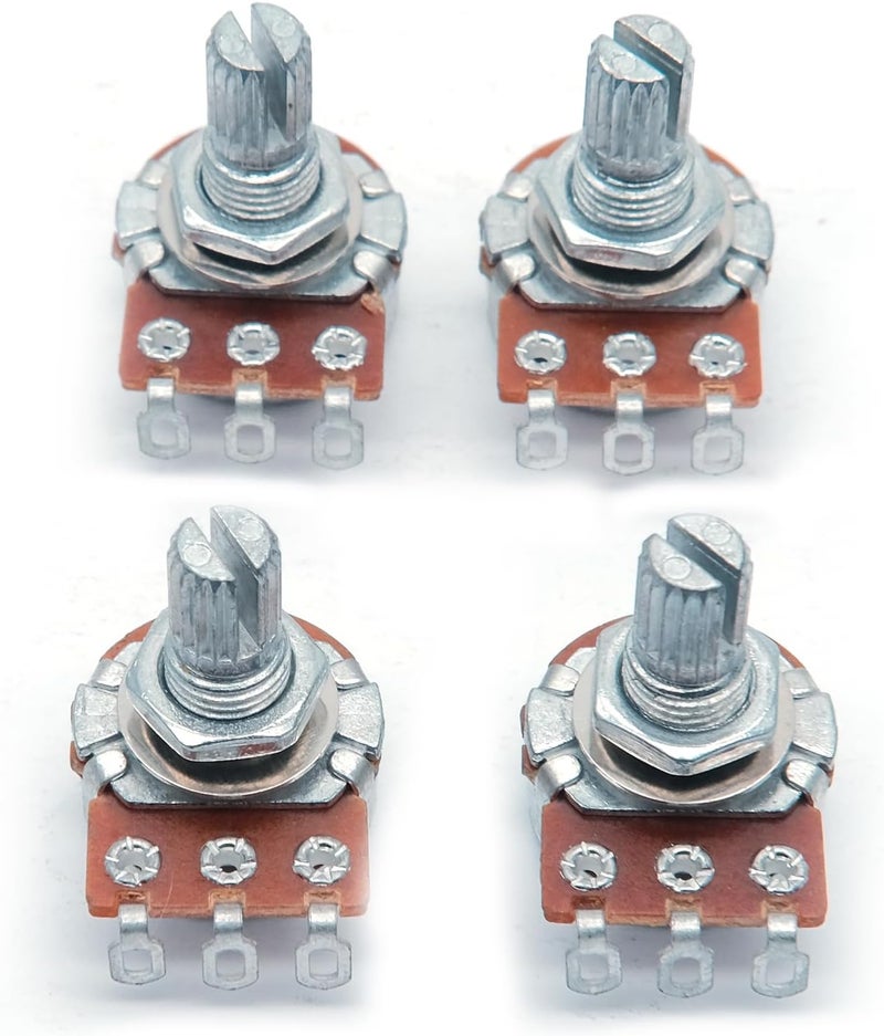harpfeas 4PCS Mini Guitar Potentiometer Audio Volume Taper Pots for Fender Stratocaster Telecaster Guitar Bass Replacement (Short 15mm, A500K B500K) - Image 3